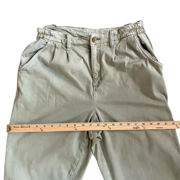 American Eagle Paperbag Pants Women Sz 10 Green High Rise Relaxed Coastal - Picture 6 of 7